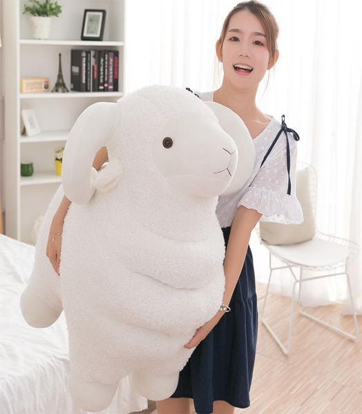 Dorimytrader gigante lindo oveja blanca peluche animales kawaii cabra muñeca almohada para regalo infantil deco teacing prop 60 cm 80 cm DY50552145818