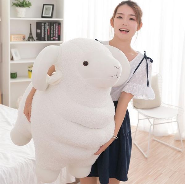 Dorimytrader gigante lindo oveja blanca juguete kawaii animales de cabra almohada de muñecas para niños deco té de deco 60cm 80cm DY50555536789