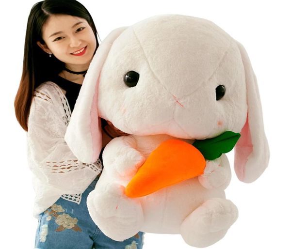 Dorimytrader kawaii lop lapin poupée en peluche jouet grand lapin blanc oreiller fille fille d'anniversaire cadeau de mariage 65cm 26inch dy505378074951