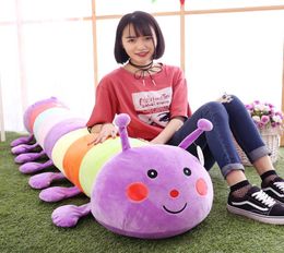 Dorimytrader Kawaii Soft Caterpillar Plush Sleeping Pillow Muñeca enorme Toyadores de anime coloridos para niños Decoración de regalos DY506802969