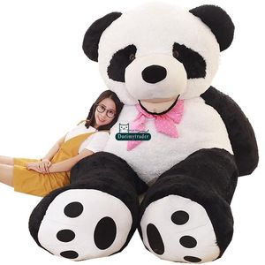 DorimyTrader Large Cuddly Cartoon Lachende Panda Plush Toy Reusachtige Gevulde Anime Panda's Pop Sofa Tatami Gift Decoratie 260cm 160cm 130cm