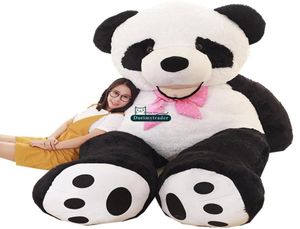 Dorimytrader grand dessin animé caricaturé souriant panda jouet en peluche énorme anime en peluche pandas canapé tatami décoration de cadeau 260cm 160cm 12343613