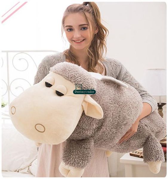 Dorimytrader Lave de peluche anime oveja de anime muñeca gigante suave gigante relleno cabra alpaca juguete bonito niños presentes 39 pulgadas 100cm DY62188298