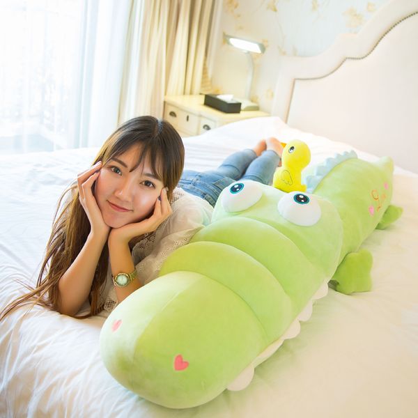 Kawaii crocodile peluche jouet gros peluche doux dessin animé alligator jouets oreiller bébé jouer poupées oreiller 47 pouces 120 cm DY50616