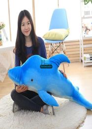 Dorimytrader NOUVEAU Belle 120 cm Grand Animal Simulé Dauphin En Peluche Oreiller Poupée 47039039 Doux En Peluche Bleu Dessin Animé Dauphins Kid8241902