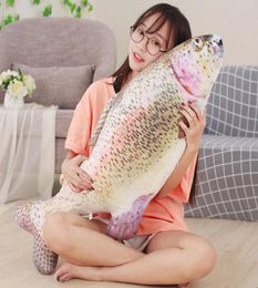 Dorimytrader Pop belle douce Simulation Animal saumon poisson en peluche gros peluche réaliste Weever jouet enfants adultes cadeau 100 cm 39inc9777769