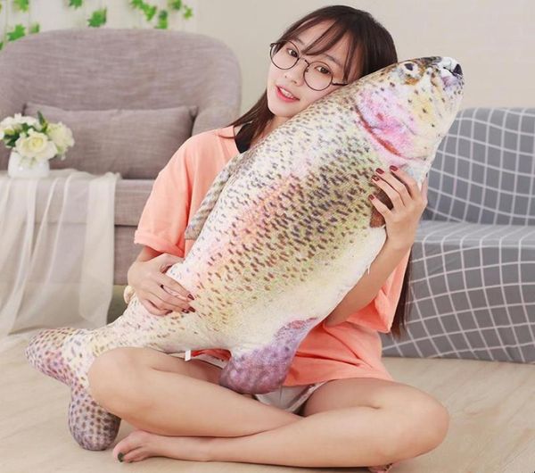 Dorimytrader Pop belle douce Simulation Animal saumon poisson en peluche gros peluche réaliste Weever jouet enfants adultes cadeau 100 cm 39inc4376463