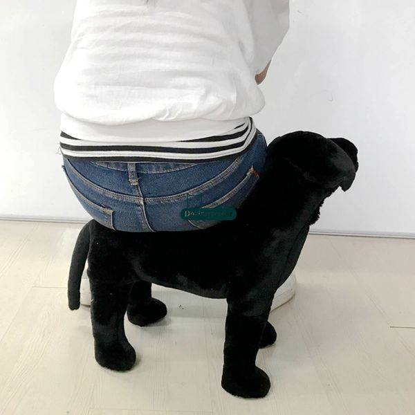 Dorimytrader animal realista Labrador peluche a perro negro simulado muñeca puede montar en la espalda decoración de regalo para niños 40 cm DY61801
