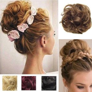 DORIS 1Pcs Messy Hair Buns Scrunchies Extension Curly Wavy Elastic Synthetic Chignon for women