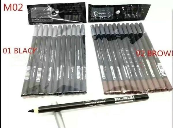 Dorp Shipping Newest EyeLiner Pencil couleurs noir et marron 12pcs