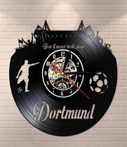 Dortmund City Skyline Wandklok Duitse Staten Voetbalstadion Fans Cellebration Wall Art Record Wandklok Y2001096288090