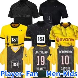 Dortmunds 23 24 Soccer Jerseys Kid Football Kit Football Quatrième 4th Special Sancho Cup Trikot 50th Anniversary Football Shirt Home Away Third Haller Reus Moukoko Brandt sets
