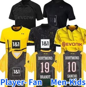 Dortmunds 23 24 Soccer Jerseys Kids Kit Vierde 4e Special Sancho 2023 2024 Cup Trikot 50th Anniversary Football Shirt Home Away Third Haller Reus Moukoko