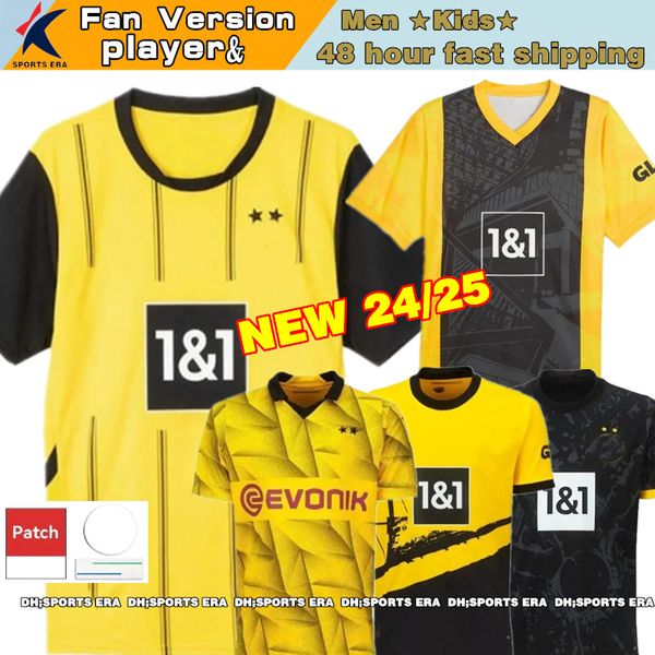 24 25 Dortmunds Soccer Jerseys Trikot 50th Anniversary Fan Player Player Football Kit Kit 2024 2025 Sancho Reus Home Away Moukoko Brandt Cup Version Uniforms