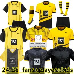24 25 110th Jerseys de football Dortmund Borussia 2023 2024 Finales Joueurs Football Shirt Sancho Reus Bellingham Hummels Reyna Brandt Men Kids Kit Maillot de Foot 888888