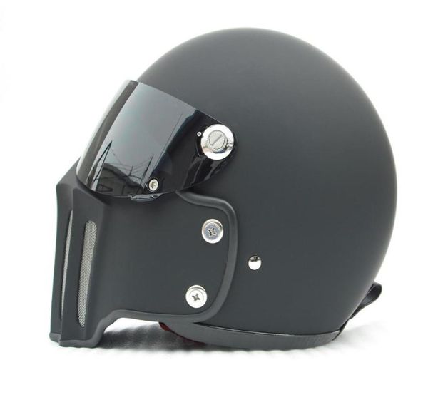 Dot Motorcycle Casque Full Face Vintage avec masque facial en fibre de verre et visière noire pour Dirt Bike Cafe Racer Casco Custom Motocross 9647960