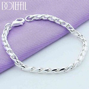 DIKEFFIL 925 Sterling Zilveren Armbanden 4mm Snake Chain Schroef Past Europese Charms 20cm DIY Mode-sieraden Dames Gift