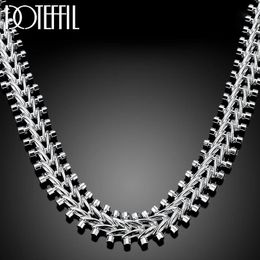 DOTEFFIL Collana in argento sterling 925 con doppia catena di perline rotonde per uomo donna fidanzamento di nozze fascino gioielli di moda 240104