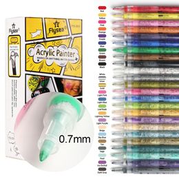 Outils de pointage 12/18/24 couleurs stylo à ongles dessin crayon Graffiti acrylique stylo ensemble imperméable marqueur d'ongle peinture Liner brosse bricolage outils de manucure 230912