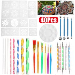 Dotting Tools 40 stks/set DIY Mandala Dotting Tools Set voor het schilderen van rotsen Dot Kit Rock Stone Painting Pen Polka Dot Art Tool Template Cosmetisch 230912