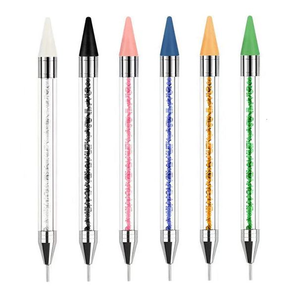 Dotting Tools 50 pièces/ensemble stylo à strass à double extrémité en vrac en gros cristaux gemmes sélecteur stylo à cire crayon outils de décoration d'art d'ongle 231117