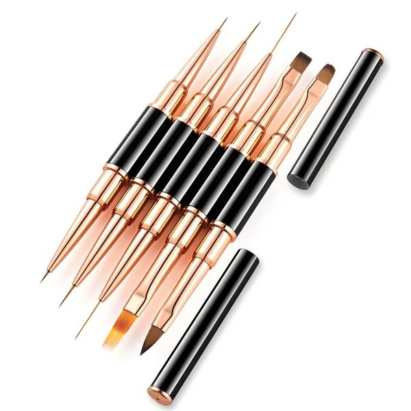 Outils de pointage 5 pièces Double tête Nail Art UV Gel pinceaux peinture français rayure dessin Liner stylo manucure Accessoires pièces 231007