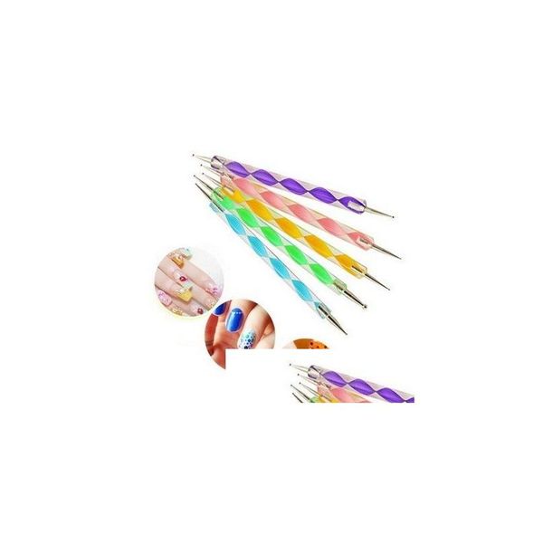 Herramientas de punteo 5 Unids / set Pluma de 2 vías Herramienta de pintura de mármol Nail Art Dot Drop Delivery Salud Salón de belleza Dhxpd