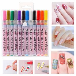 Outils de pointage Crayon à ongles Stylo de peinture acrylique Stylo de peinture à ongles DIY 12 couleurs Crayon à ongles 30 ml Anneaux à ongles pour ongles en acrylique 230912