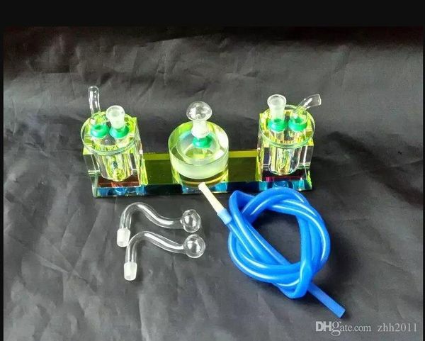 Accesorios para fumar Campana de agua ligera con alcohol doble, Accesorios para bongs de vidrio al por mayor, Cachimba de vidrio, Humo de pipa de agua