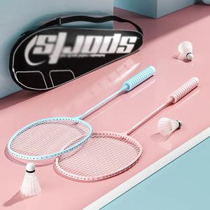 Juego de raqueta de bádminton doble para adultos con alta elasticidad duradera buena apariencia mango de espuma plumas defensa profesional 231229