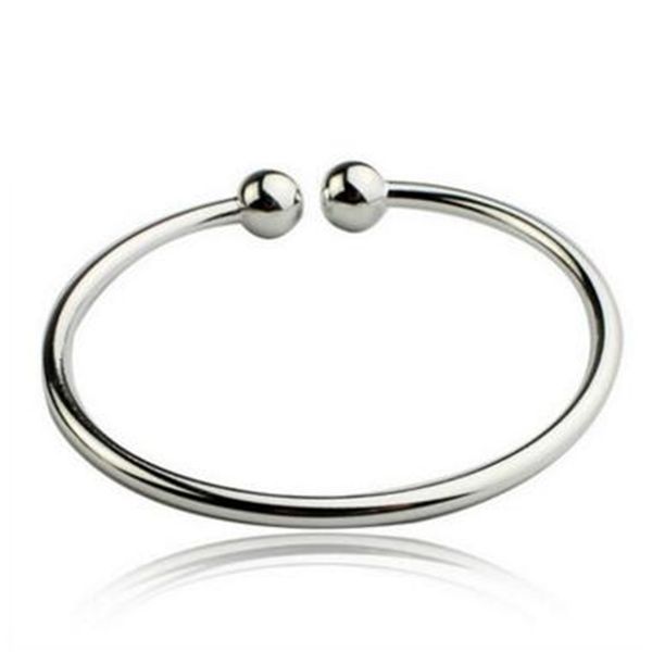 Bracelet Double boule en argent pour femmes, manchette ouverte, manchettes à main, Bracelets en argent Sterling 925, à la mode