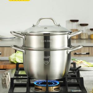 Double chaudière à vapeur en acier inoxydable, 2 couches, cuiseur à vapeur, Pot de nouilles de riz pour la cuisson des appareils ménagers, chaudière à soupe vapeur