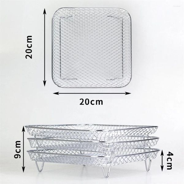 Calderas dobles Freidora de aire de 3 capas Rejilla apilable Parrilla Bandeja para hornear anticorrosión de acero inoxidable para cocina Horno Cocina al vapor