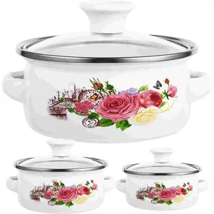 Dubbele ketels 3 pc's coffeepot keukenpotten kookgerei Table kleine saus pan pan email keukengerei