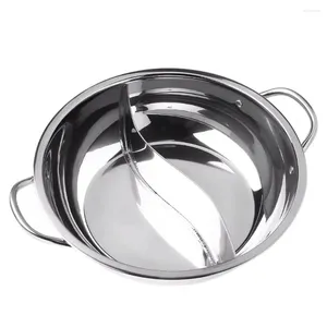 Shabu – marmite en acier inoxydable de 30CM, Double chaudière, Double division, Compatible chinois, Stock de soupe, ustensiles de cuisine durables pour la maison