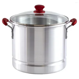 Dubbele ketels 32QT aluminium stoombootpot - ideaal voor tamalesseafood kreeft glazen deksel gemakkelijke stoom koken duurzaam veelzijdig rood