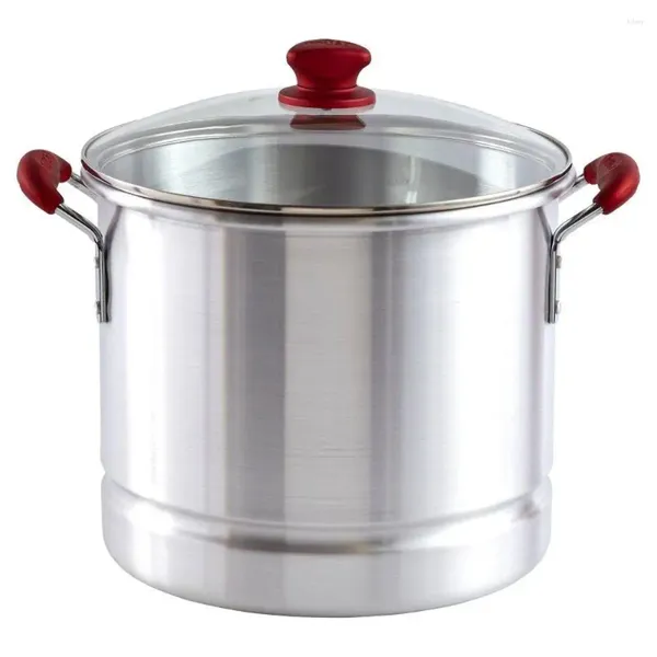 Pot de vapeur en aluminium à double chaudière 32qt - Idéal pour le couvercle en verre de homard tamaleseafood