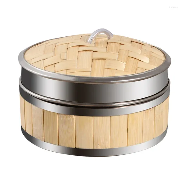 Vaporizador trenzado de bambú para calderas dobles, olla arrocera con tapa, rejilla para cocinar al vapor, cesta para albóndigas, olla de vapor, jaula para cocina