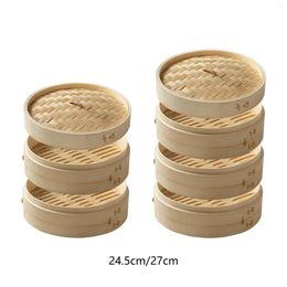 Double chaudières Bamboo Steater Panier Aliments avec les couvercles pour les légumes baozi de riz dimsum