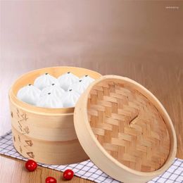 Double chaudière, ustensiles de cuisine durables, 2 niveaux, 8 pouces, cuiseur vapeur en bambou sain, panier Dim Sum, cuiseur à pâtes de riz, ensemble avec couvercle, cuisine chinoise