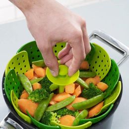Panier à vapeur pliable anti-rayures, Double chaudière, outil de cuisine en Silicone PP, ustensiles de cuisine pour fruits et légumes K023