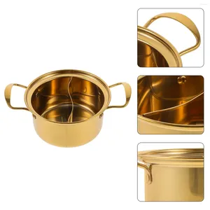 Double chaudière en acier inoxydable doré, petit Pot, ustensiles de cuisine, soupe avec couvercle, cuisine, 201 nouilles, Pots individuels
