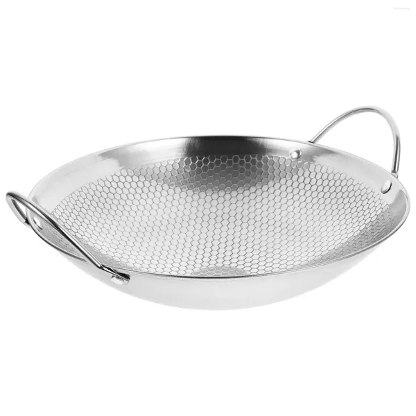 Calderas dobles de hierro Wok, plancha de acero inoxidable, sartén antiadherente de inducción, olla de cocina de Metal