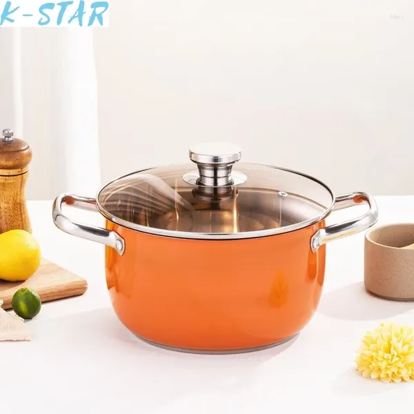 Double chaudières K-star épaissie en acier inoxydable soupe vapeur multifonction Orange Pot ménage grande capacité cuisinière à induction universelle