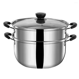 Olla de cocina de doble caldera, olla de acero inoxidable para cocinar a vapor con asas, olla de vapor sin cacerola, utensilios de cocina para sopa de 20cm