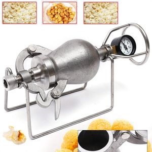 Doppelkessel, Mini-Handkurbel, alte Popcornmaschine, Puffreis-Hochdruckbecher-Maisbratmaschine 230714