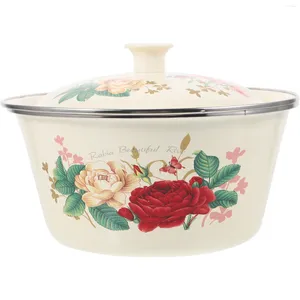 Bol mélangeur à double bain-marie avec couvercle: bassin de préparation florale pour soupe à salade Vintage pour la cuisine, rangement de service 22cm