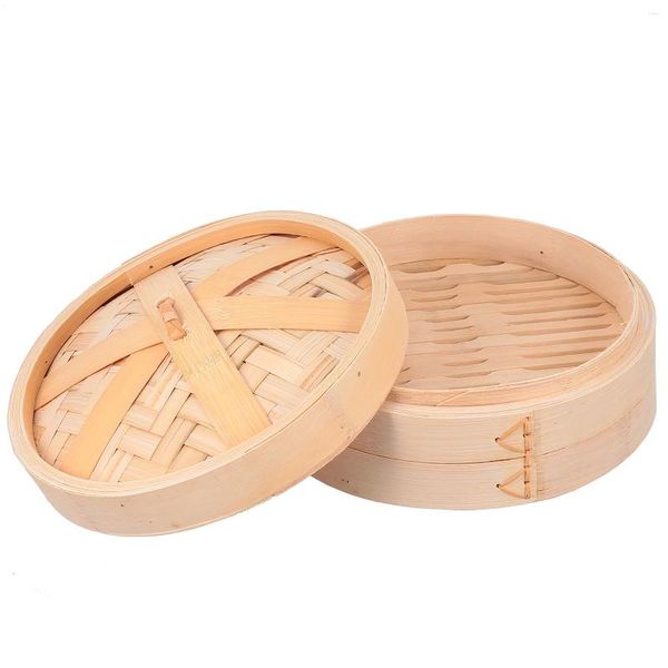 Double chaudières à vapeur multifonctionnel Bamboo Aliments avec des ustensiles de cuisson en bois de couvercle ménage en métal pratique