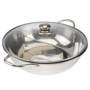 Dubbele Ketels Rvs Kookgerei Non Stick Koekenpan Pot Met Divider Chaffing Dishes Inductie Fornuis Shabu-shabu