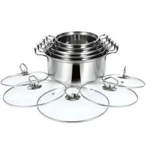 Dubbele ketels roestvrijstalen orenoep pot set keuken bouillon met dekselpotten deksels grote metalen stoofpot stockpot